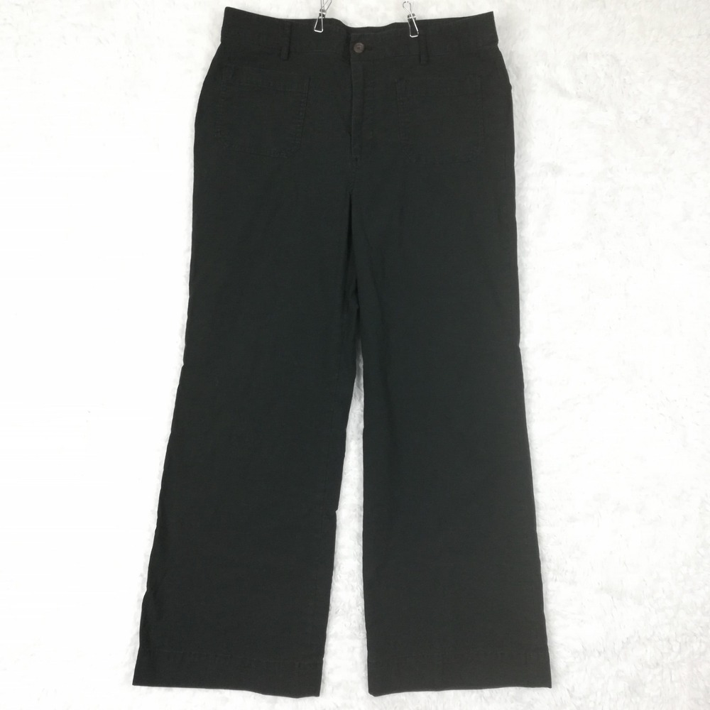 J. Crew Womens Pants Trousers Linen Blend Wide Leg Black High Rise 32